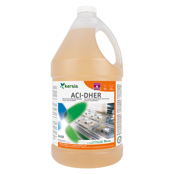 ACI-DHER - Nettoyant de détartrage multi-acide à haute adhérence pour l'industrie alimentaire, 3420, 3,78 L, 4/cs