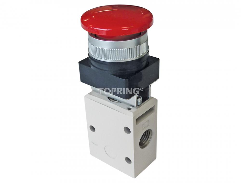 3/2-Way Manual Valve With Button 1/4 (F) NPT, Model Optima