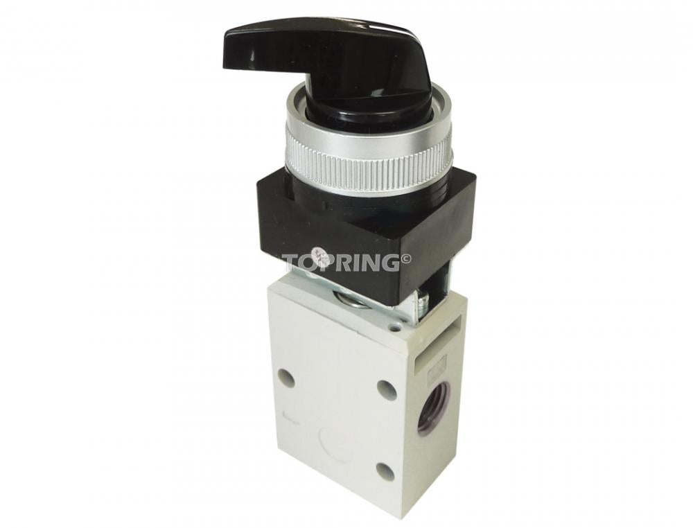 Valve manuelle à sélecteur rotatif 3/2 voies 1/4 (F) NPT, modèle Optima