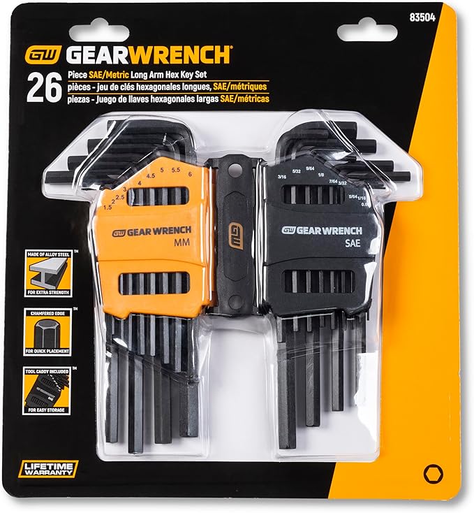 GEARWRENCH 26 Piece Long Arm SAE/Metric Hex Key Set
