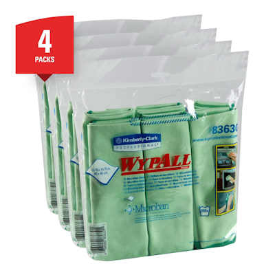 Chiffons en microfibre WypAll® (83630), réutilisables, 15,75 po x 15,75 po, verts (6 chiffons/paquet, 4 paquets/caisse, 24 chiffons/caisse)