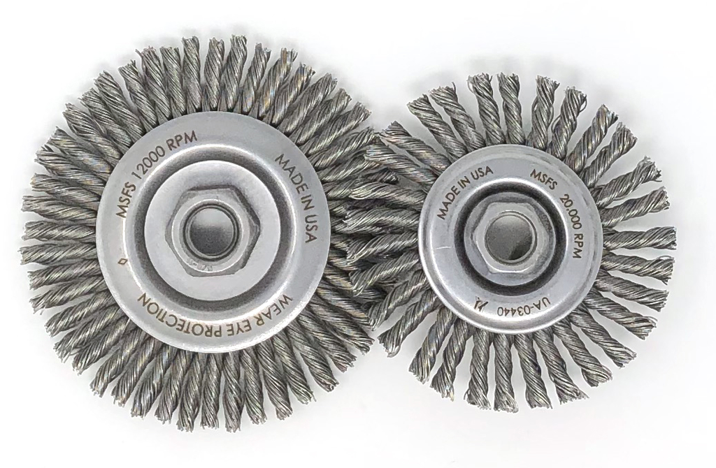 Pipeline/Stringer Bead Brushes (Carbon Steel) 5" Dia × .020" Wire Size × 5/8-11" Arbor 6-Pack
