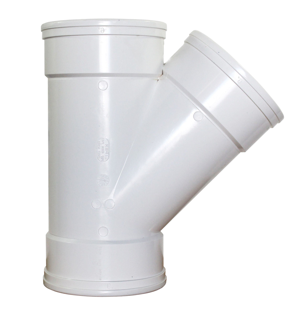 5"x45D PVC WYE SWR DR35 GxGxG Ring-Tite/Trench Tough Plus