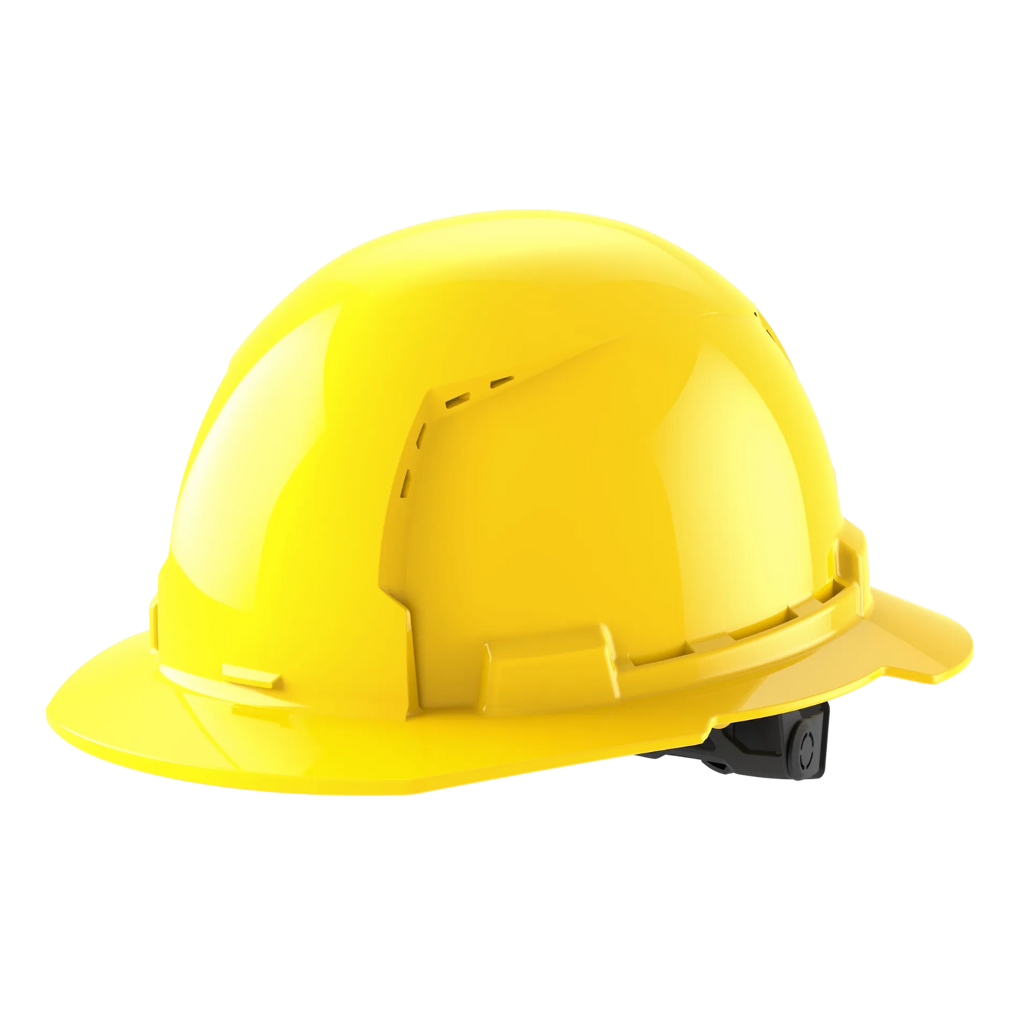 Bolt™ Full Brim Hard Hat White/6pt Ratcheting Suspension, Vented - Type 1, Class e, Yellow