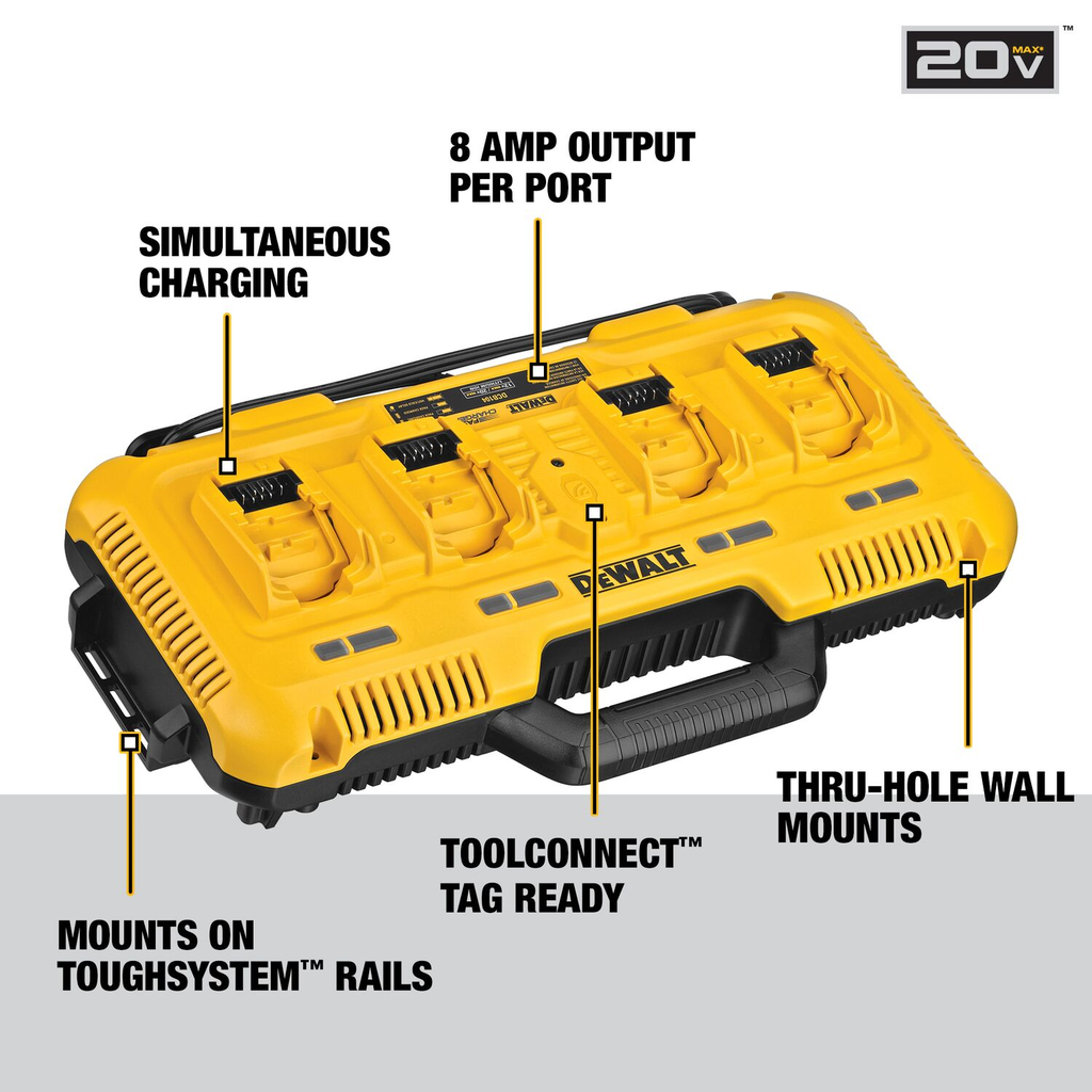 DEWALT 12V / 20V / 60V MAX* Multiport Simultaneous Fast Charger