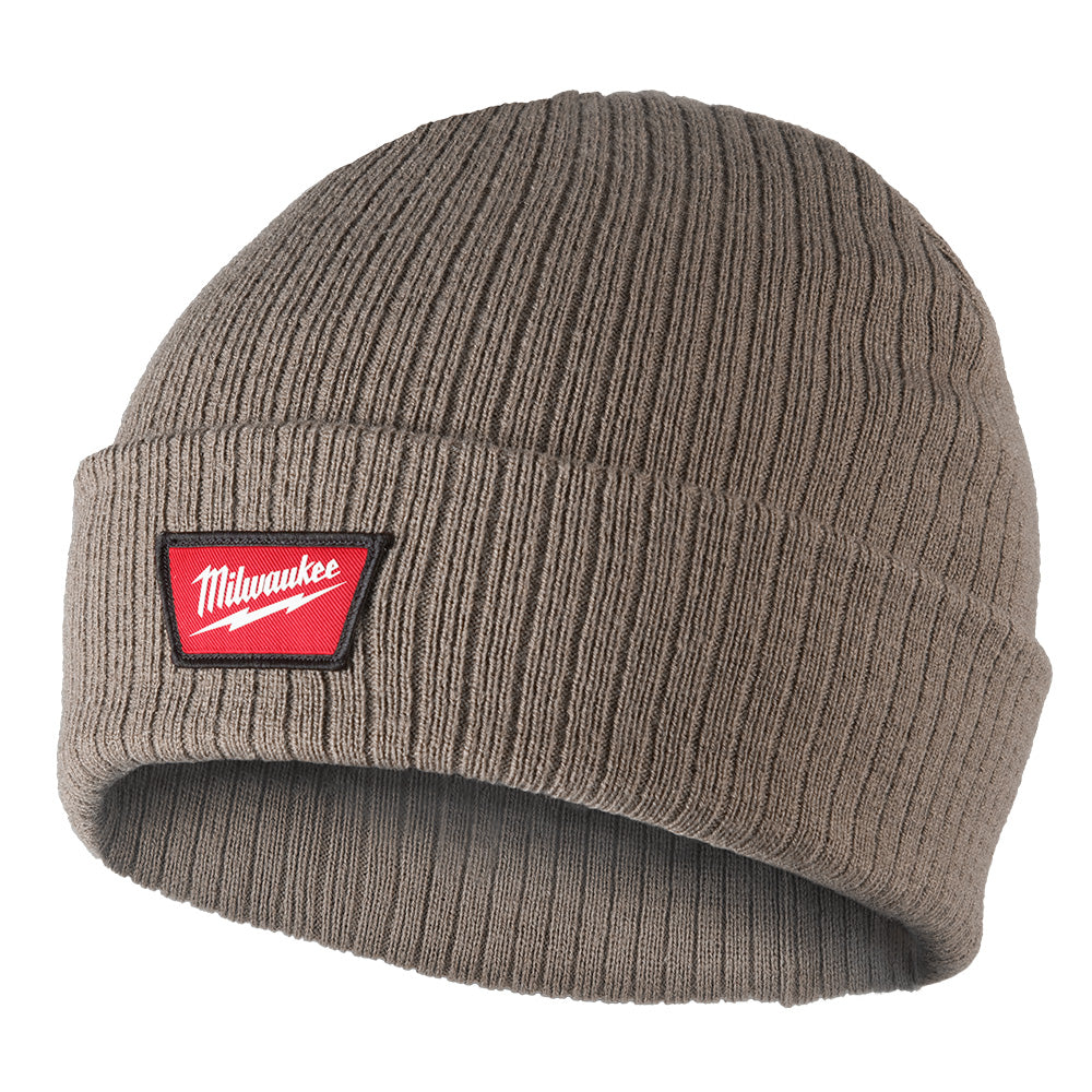 Rib-knit Cuffed Beanie - Brown