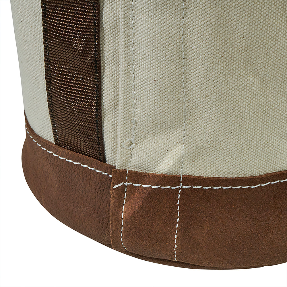 Canvas Bucket with Leather Bottom, 12-Inch