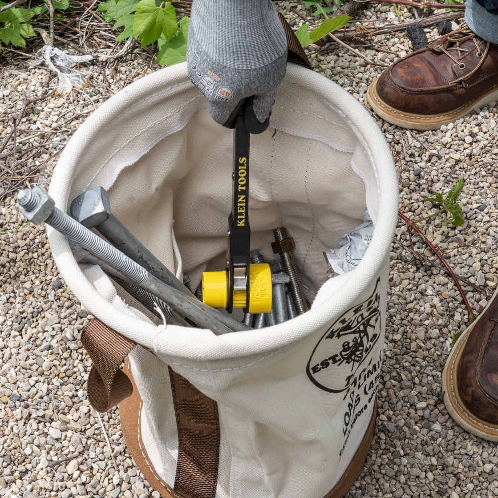 Canvas Bucket with Leather Bottom, 12-Inch