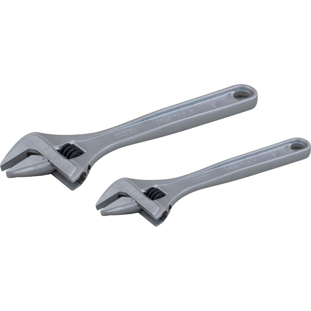 2 Piece Adjustable Wrench Set, 8" & 12", Matt Finish