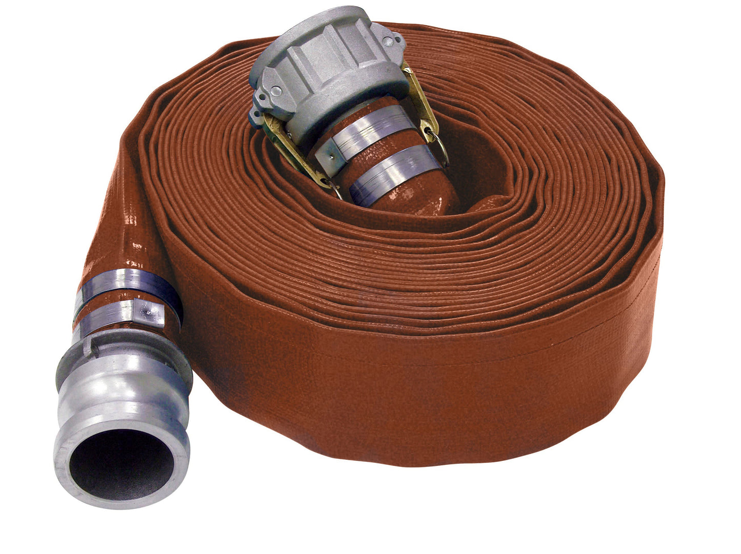 Brown Layflat PVC Hose 2" x 25' with C/E Camlock Aluminum
