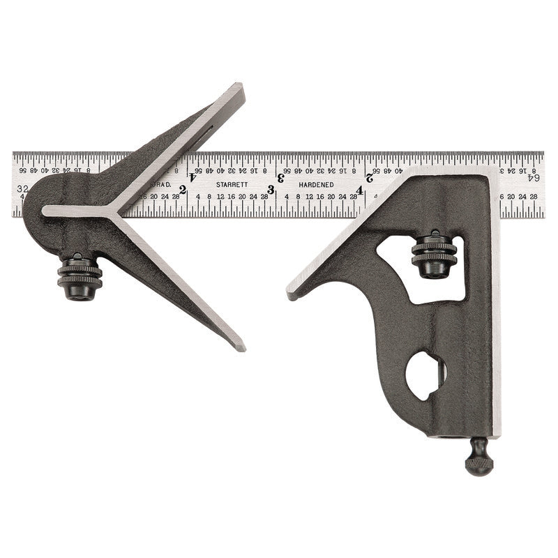 Équerre combinée Starrett C11H-6-4R de 6 po avec tête carrée - Impérial