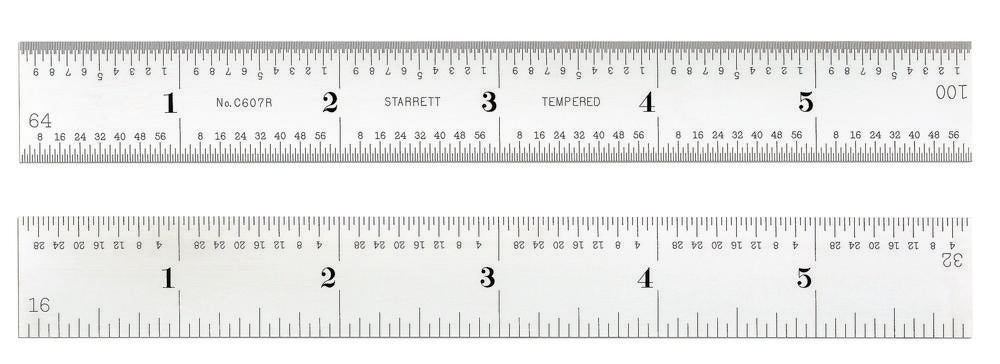 Règle en acier trempé à ressort C607R-6 avec graduations en pouces