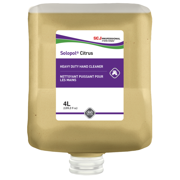 SOLOPOLE CITRUS, Nettoyant pour les Mains Moyenne à Forte Intensité, Lotion, 4L, 4/cs