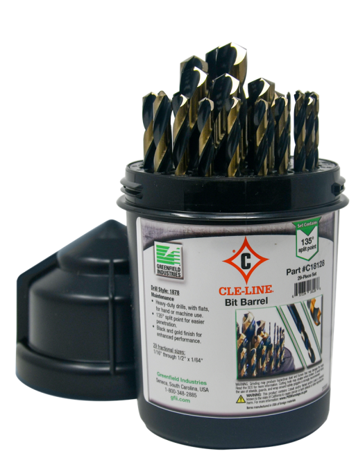 Cle-Line, 29-Piece Drill Bit Set, Black & Gold, HSS, 1878 1/16-1/2X64TH