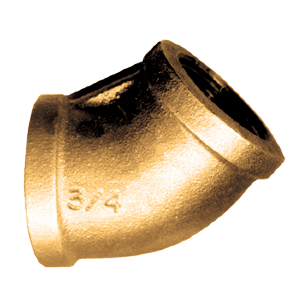 Cast 45° Elbow, Brass, 3/8 FPT