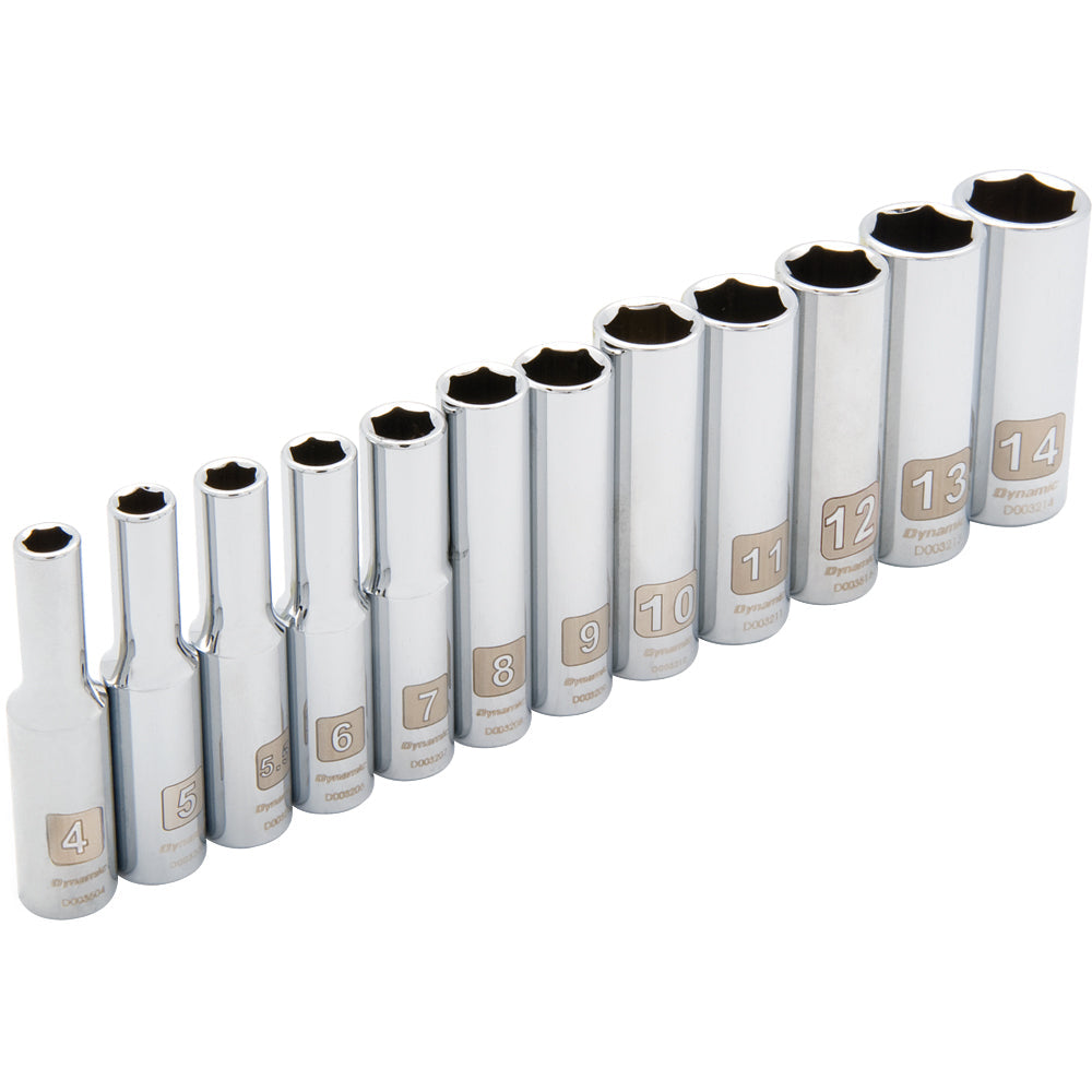 Jeu de 12 douilles métriques profondes à 6 pans, entraînement 1/4"
