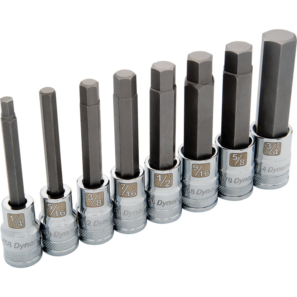 Socket Set - 1/2" Drive 8 Pieces Long SAE Hex