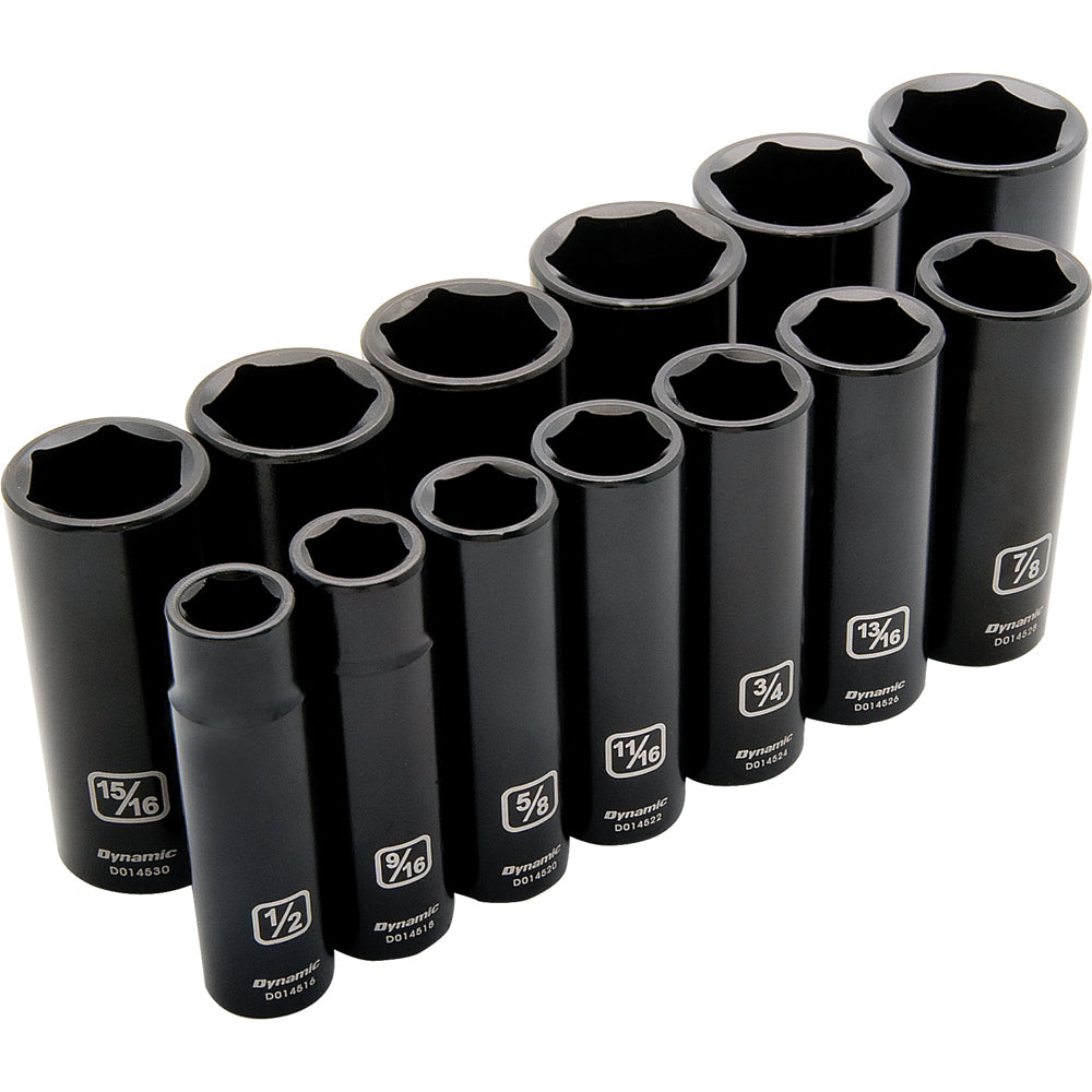 1/2" Drive Deep Impact Socket Set - 13 Pieces, 6-Point SAE