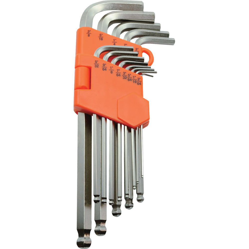 Ball End Long Hex Key Set - 13 Piece, SAE