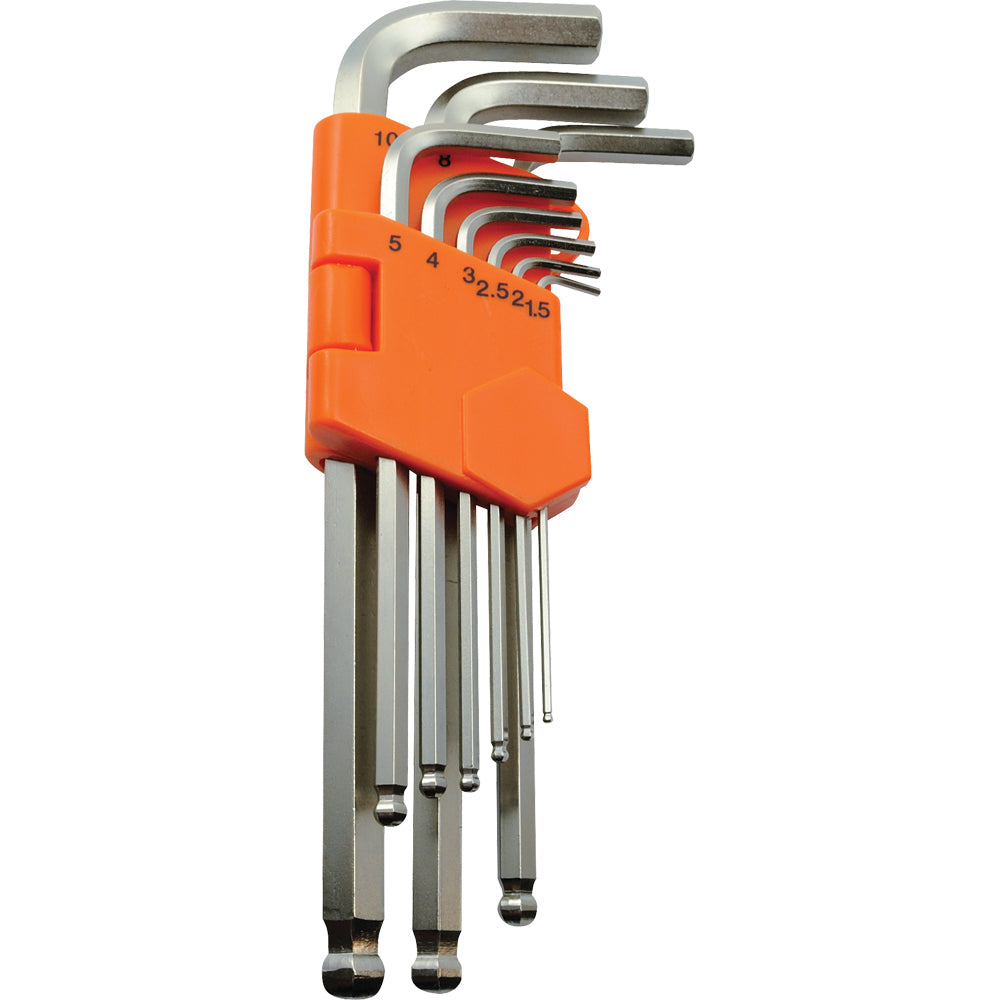 Metric Ball End Long Hex Key Set - 9 Pieces