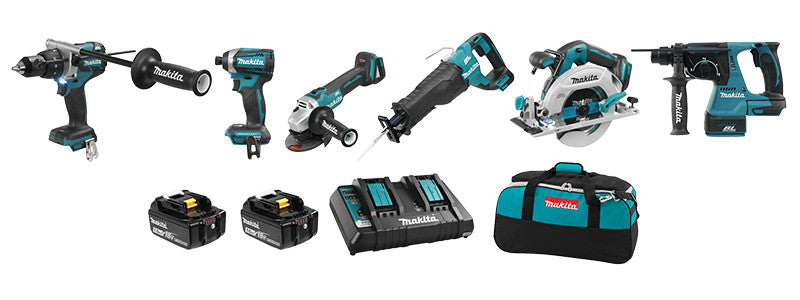 Ensemble d'outils Makita DLX6071PT 18 V (5,0 Ah) LXT 6 - Chargeur à double port et batteries inclus