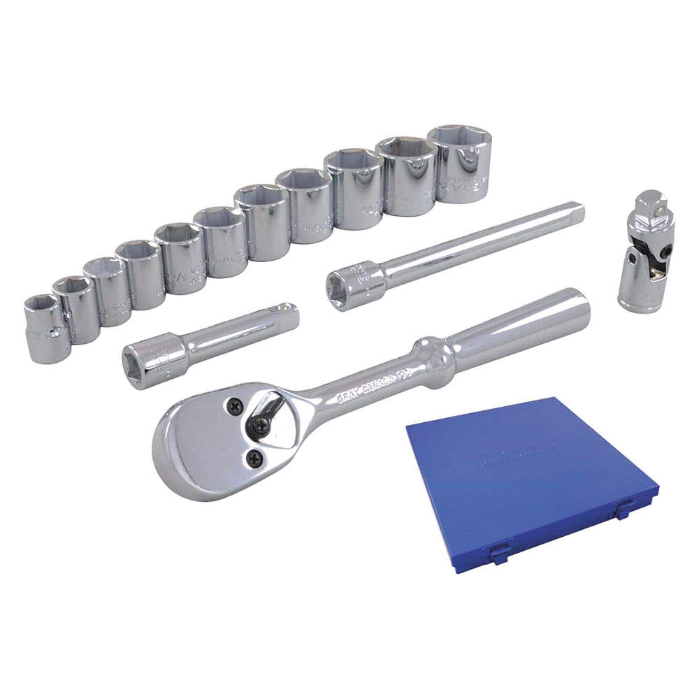 3/8" Drive Compact Socket Set, 6-Point, 15-Piece