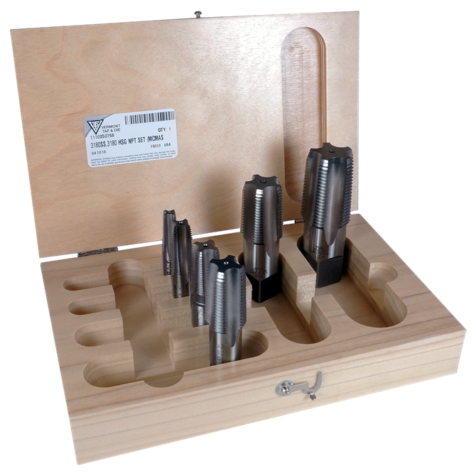 Greenfield Threading, 6-Piece Tapered Pipe Tap Set, Bright, HSS, 3180 1/8-1IN NPT