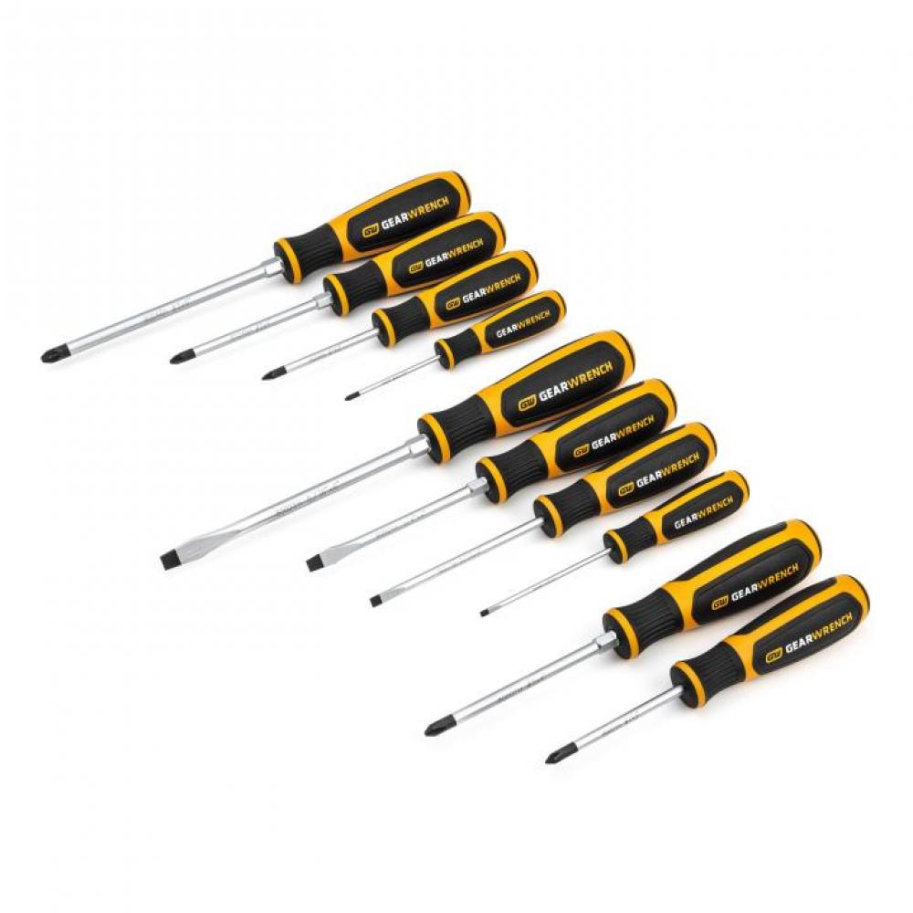 10-Piece Dual Material Phillips, Slotted, And Pozi Screwdriver Set