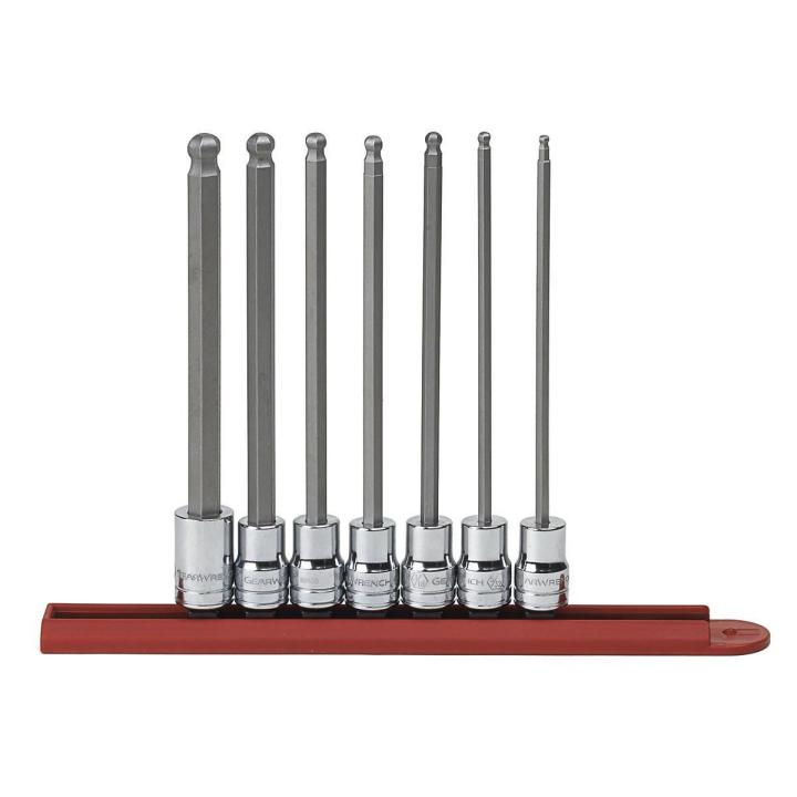 Gearwrench, 7 Pc. SAE Long Ball Hex Bit Socket Set