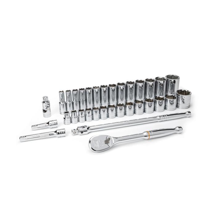 Gearwrench, 33 Pc.1/2" Drive 6 Point SAE Standard and Deep Socket Set