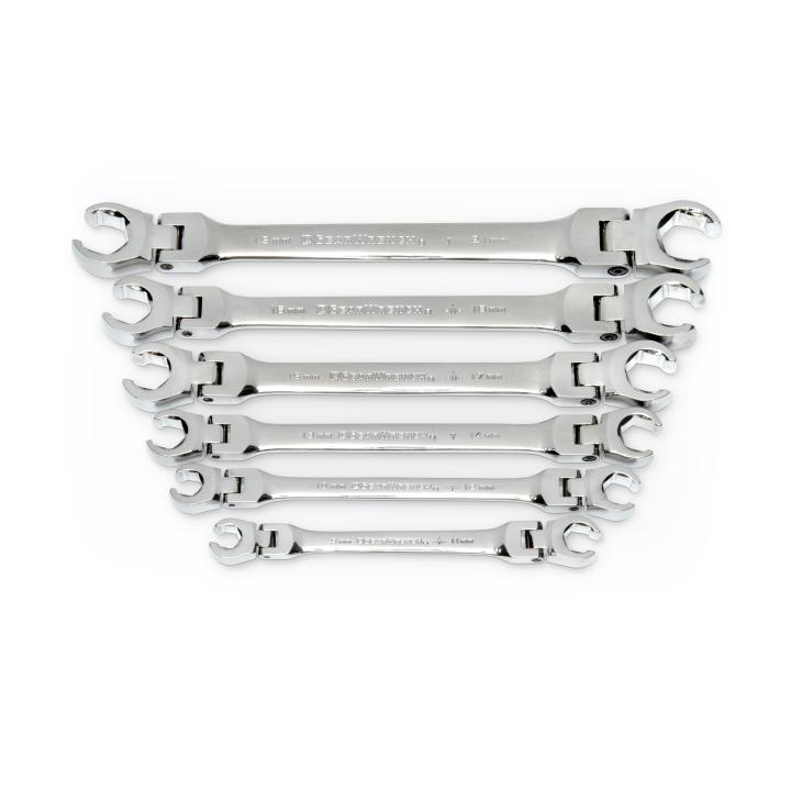 Gearwrench, 6 Pc. Flex Head Flare Nut Metric Wrench Set