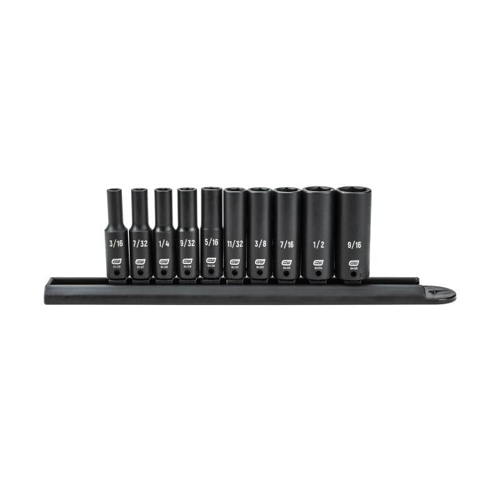 Gearwrench, jeu de 10 douilles à chocs profondes SAE à 6 pans, entraînement 1/4"