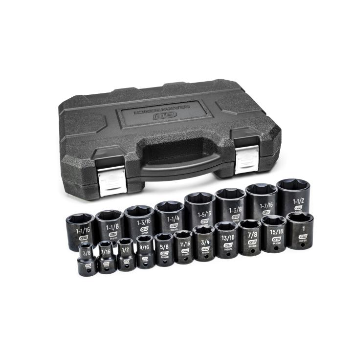 Gearwrench, 19 Pc. 1/2" Drive 6 Point Standard Impact SAE Socket Set