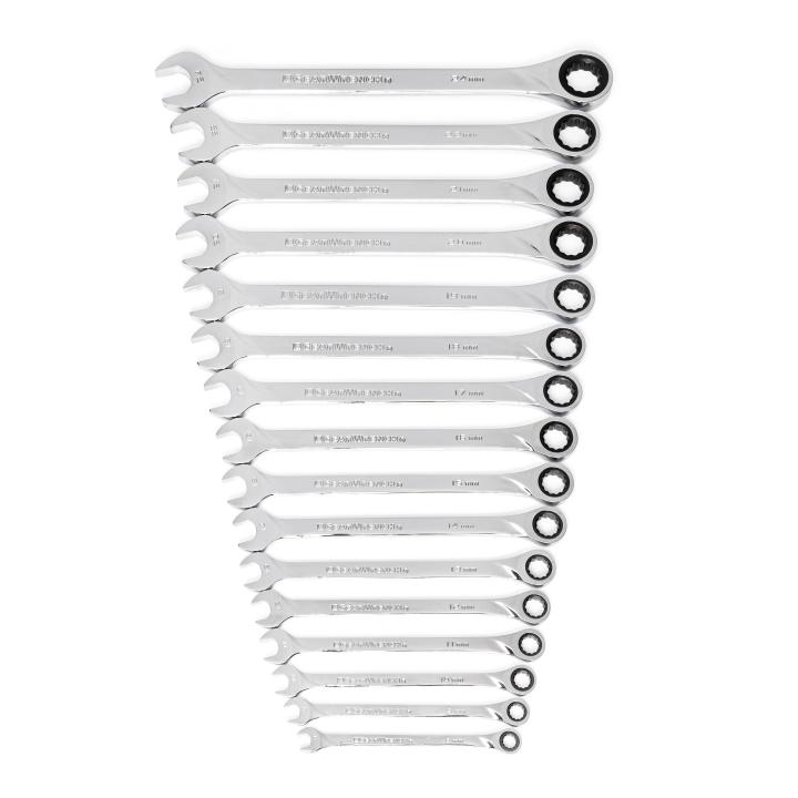 Gearwrench, 16 Pc. 72-Tooth 12 Point XL Ratcheting Combination Metric Wrench Set