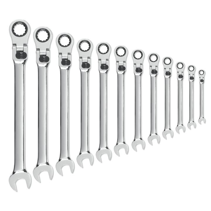 Gearwrench, jeu de 12 clés mixtes métriques à cliquet flexibles verrouillables XL, 72 dents et 12 pans