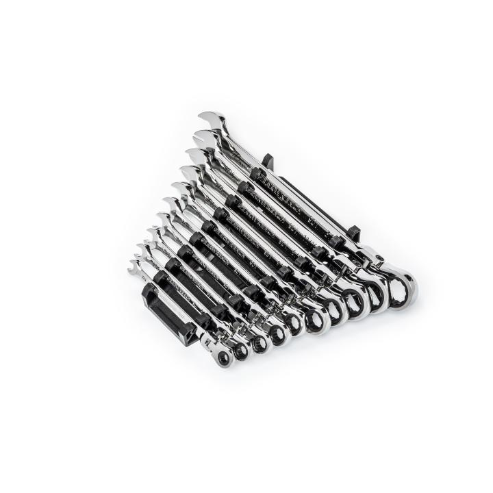 Gearwrench, 10 Pc. 90-Tooth 12 Point Flex Ratcheting Combination SAE Wrench Set
