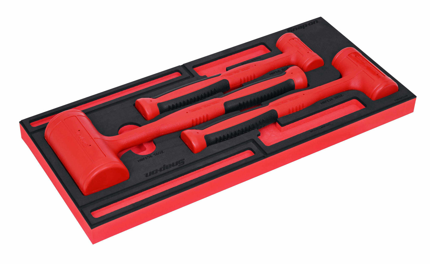 3 pc Soft Grip Dead Blow Hammer Set with PRO-FI™ Organization (12, 32, 56 oz) (Red)