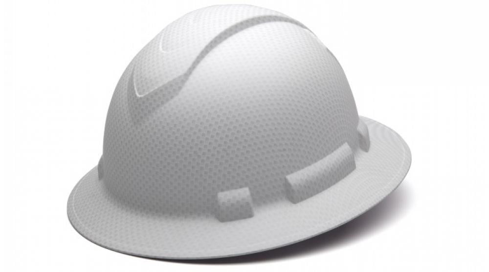 Ridgeline Full Brim Hard Hat - Matte White Graphite Pattern -Ridgeline Full Brim 4 Pt Ratchet Suspen