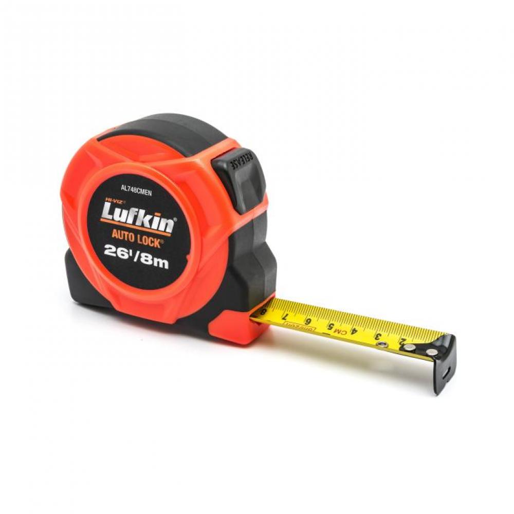 Ruban à mesurer à verrouillage automatique 25 mm x 8 m avec revêtement jaune