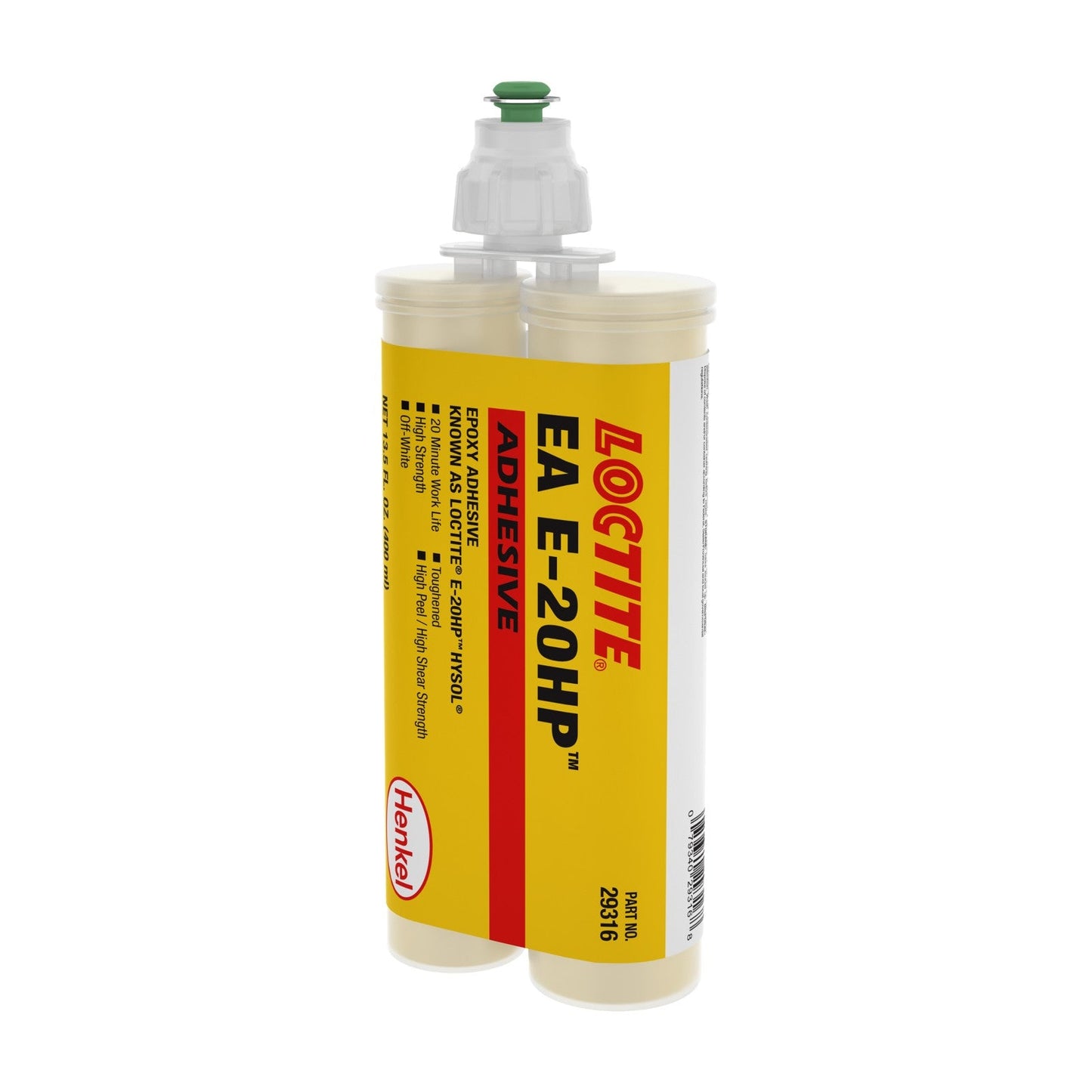 LOCTITE® EA E-20HP, 2-Part, Toughened, Medium-Viscosity, Epoxy-Based Structural and Magnet Bonder, 400 ml Standard Cartridge
