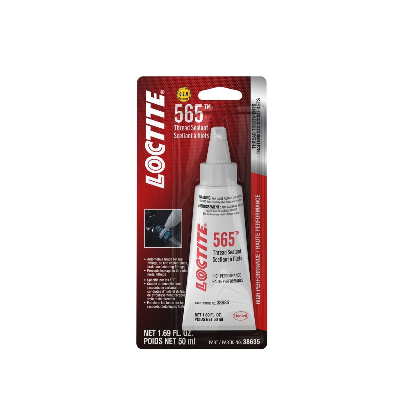 LOCTITE® 565, Low Strength, High Viscosity, Anaerobically-Cured, Methacrylate Ester, Acrylic Thread Sealant, 50 ml Tube