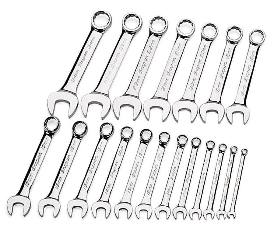 19 pc 12-Point Metric Flank Drive® Short Combination Wrench Set (6–24 mm)