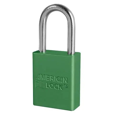 Cadenas de sécurité en aluminium anodisé vert, largeur 38 mm (1-1/2 po) avec clé de verrouillage à anse de 38 mm (1-1/2 po) de hauteur