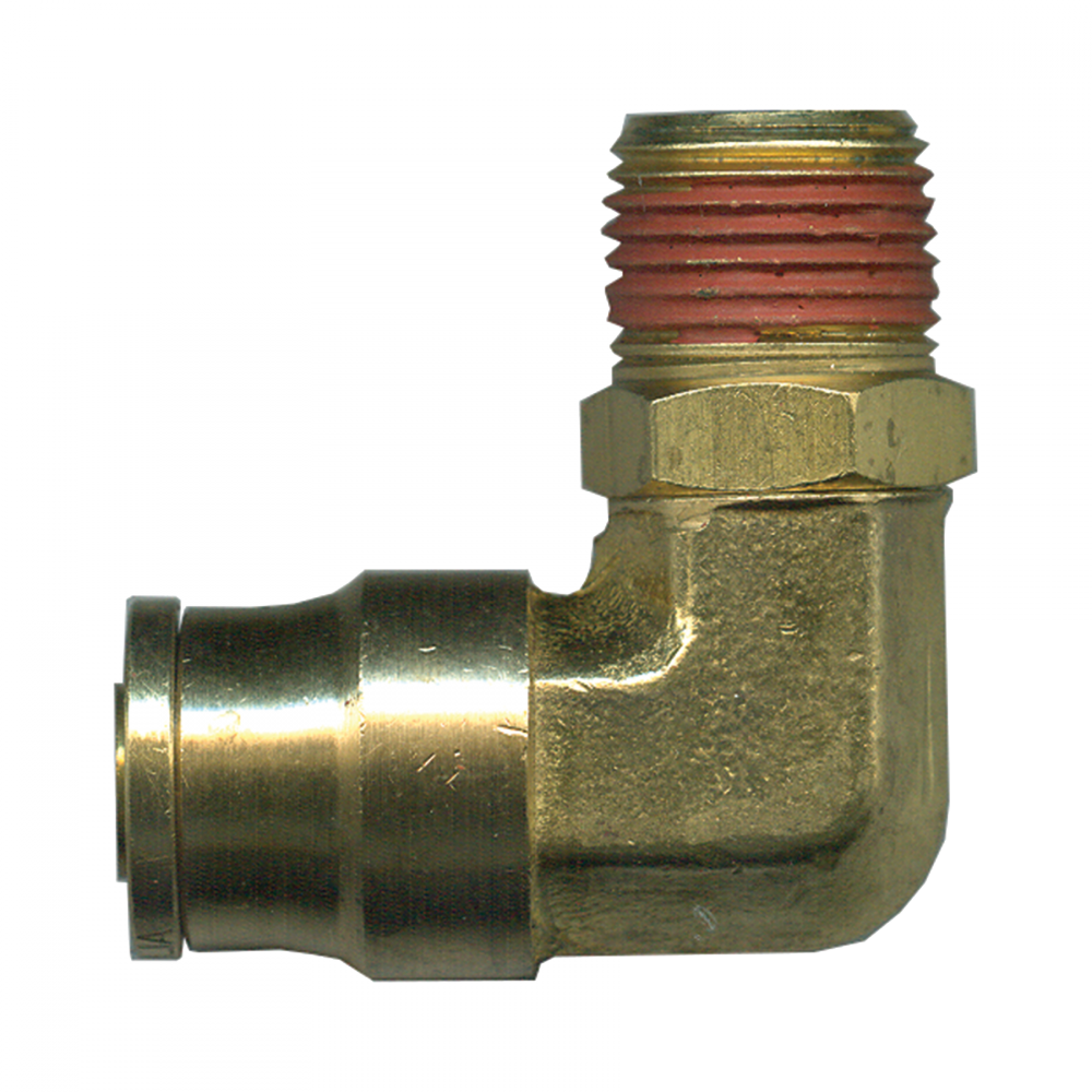 90° Male D.O.T. Push-To-Connect Pipe Swivel Elbow, Brass, 3/8 Tube x 3/8 Swivel Pipe