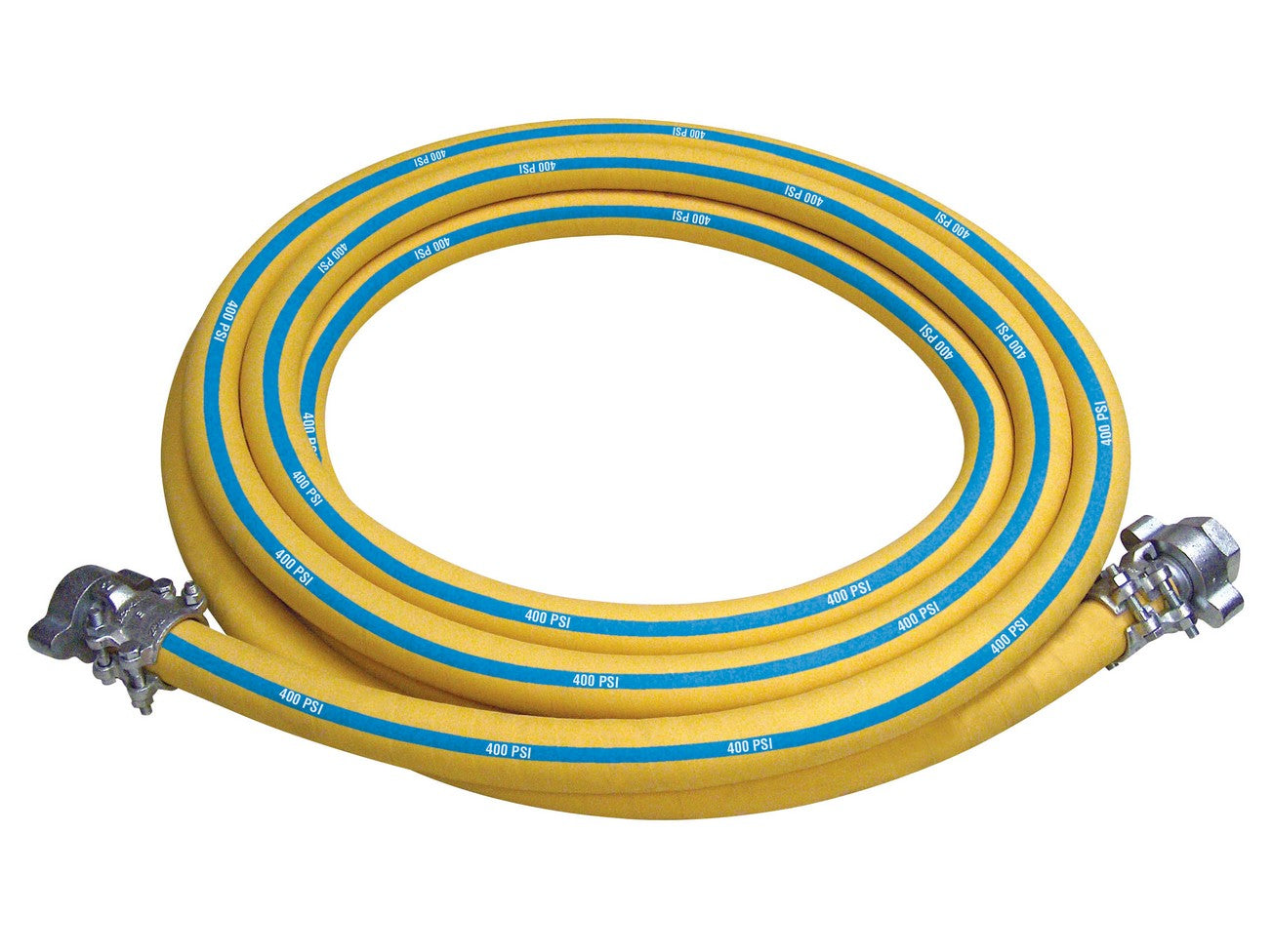 Tuyau d'air SSY-200-HPFFNS 2" X 50' Jaune 400PSI avec raccords HP F+F et Zero Spuds