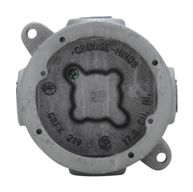 GRF219 Condulet Box, 3/4" x 1-3/8", 4 Hubs, Alu, w/ Lugs, Surface Mount