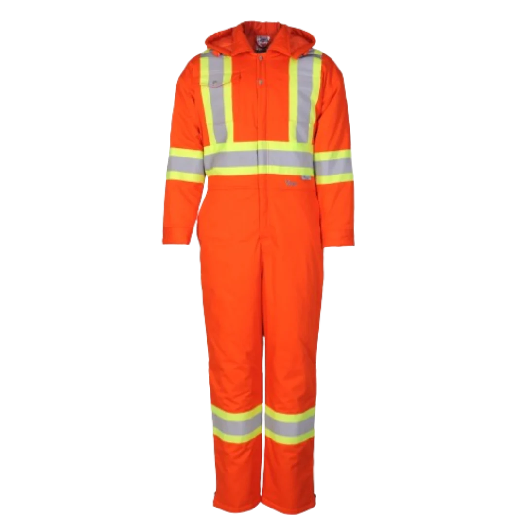 Viking® Hi Vis Insulated Ultraviolet Protection Coveralls, Orange, Poly/Cotton Fabric, 2XLT