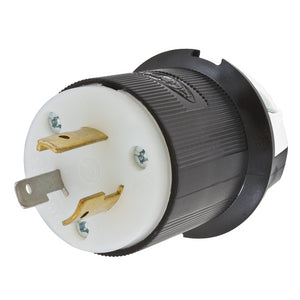 Dispositifs de verrouillage, twist-lock®, industriel, fiche mâle, 20A 125V, 2 pôles, 3 fils de mise à la terre, L5-20P, borne à vis, noir et blanc