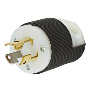 Dispositifs de verrouillage, twist-lock®, industriel, fiche mâle, 15A 125V, 2 pôles, 3 fils de mise à la terre, L5-15P, borne à vis, noir et blanc