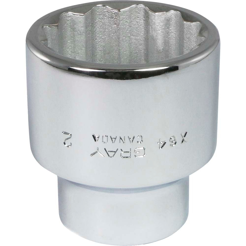 Socket 2" x 1" Drive 12 Point Regular Chrome